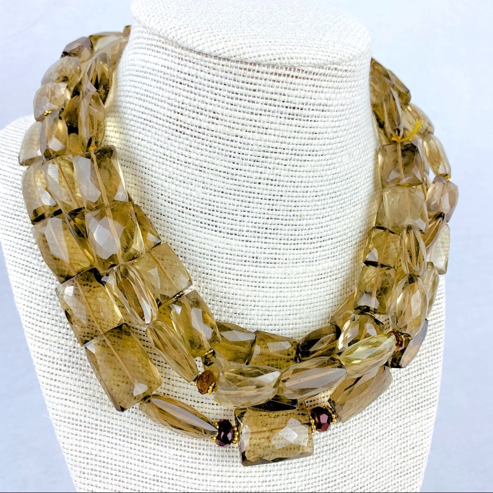 Chunky Amber Crystal Stone Necklace